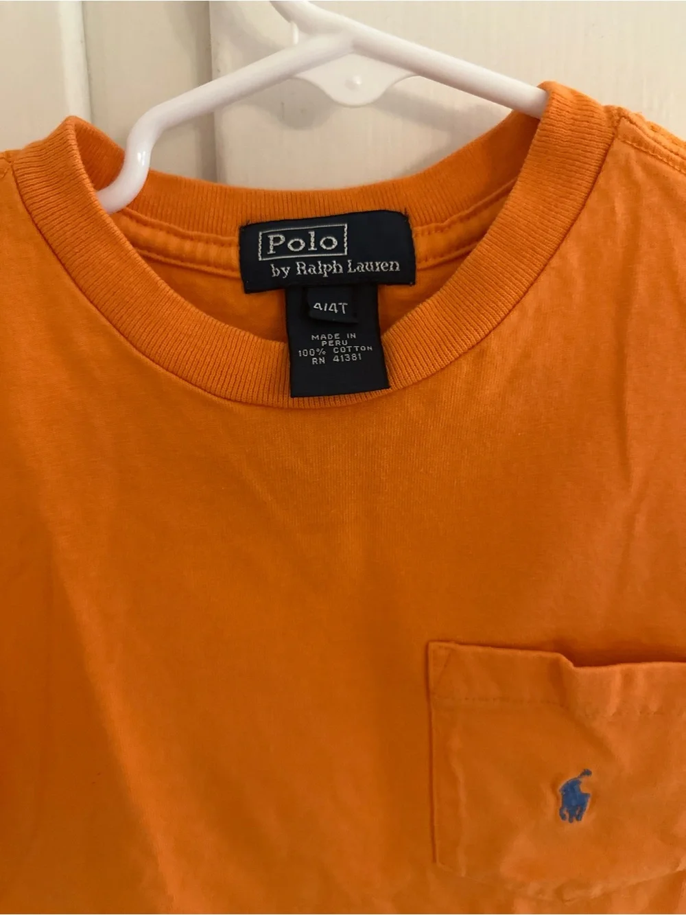 Ralph Lauren Orange Pocket T‑Shirt with Blue Pony